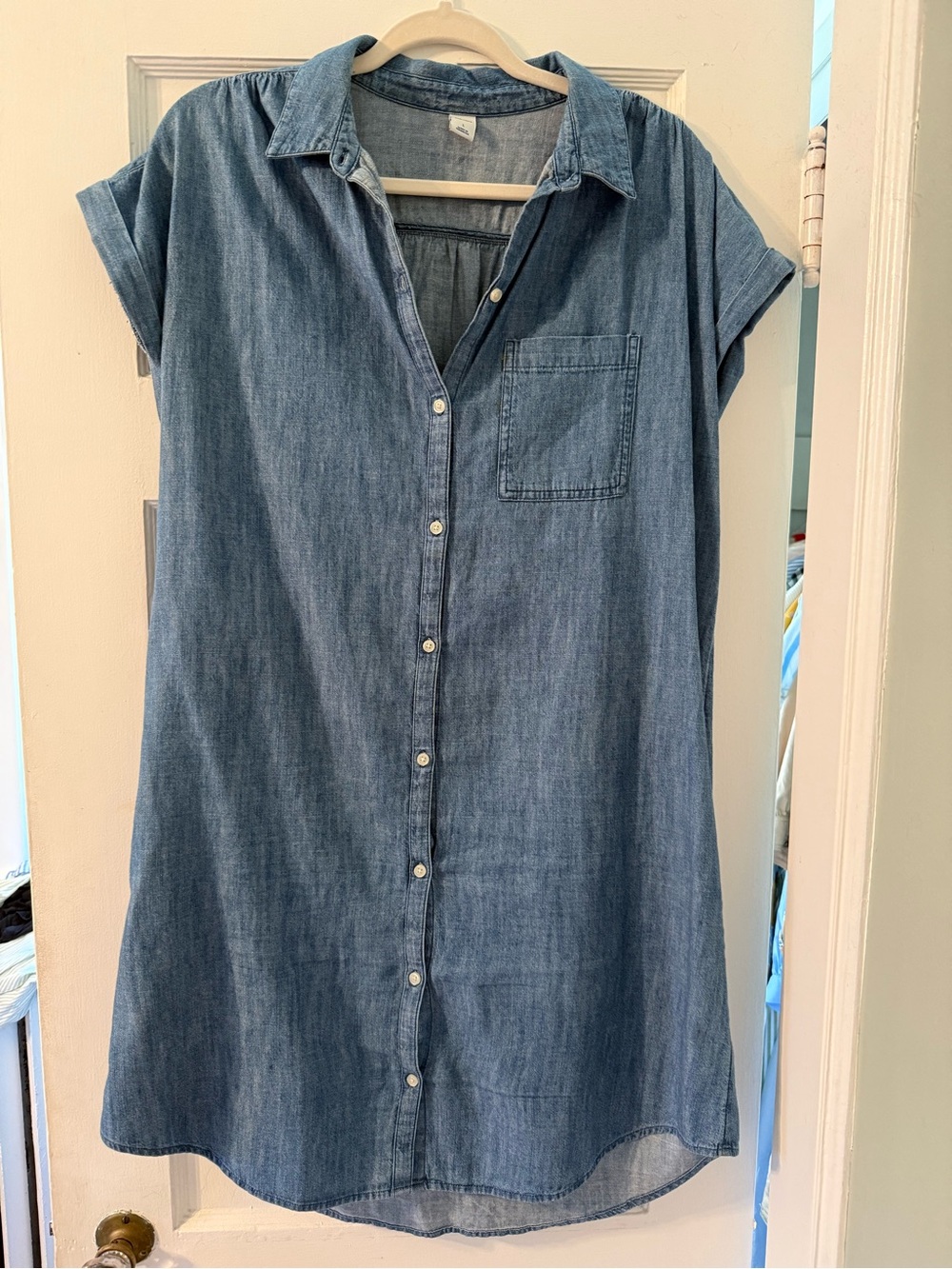 Old Navy Blue Denim Button-Front Midi Dress